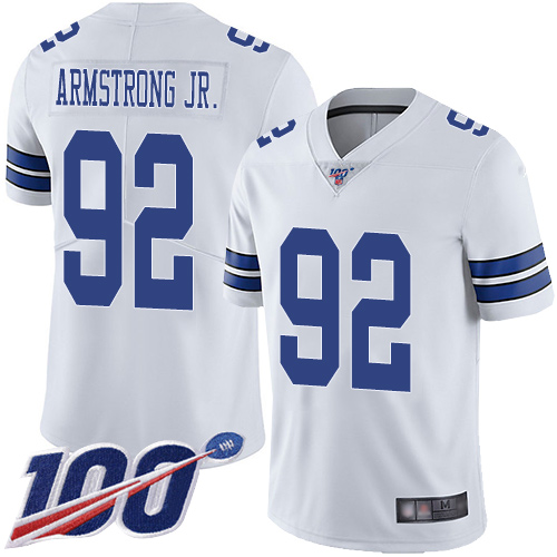 Men Dallas Cowboys Limited White Dorance Armstrong Jr. Road #92 100th Season Vapor Untouchable NFL Jersey